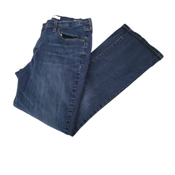 Levis 515 Boot Cut Jeans Womens Size 12 Mid Rise Dark Wash Denim Pants - Picture 1 of 6